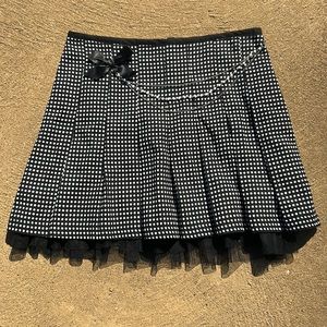 Polka Dot Black & White Mini Skirt with Chains & Tulle by Wrapper Juniors Size 7
